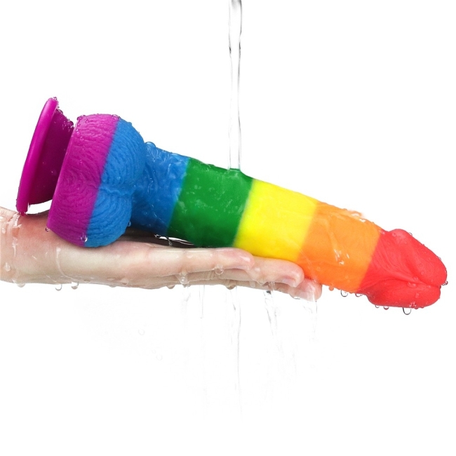 Lovetoy Prider Gökkuşağı Renkli Damarlı 23 Cm Realistik Penis-410028