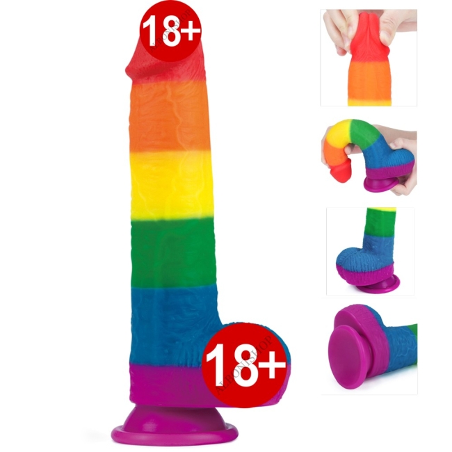 Lovetoy Prider Gökkuşağı Renkli Damarlı 23 Cm Realistik Penis-410028