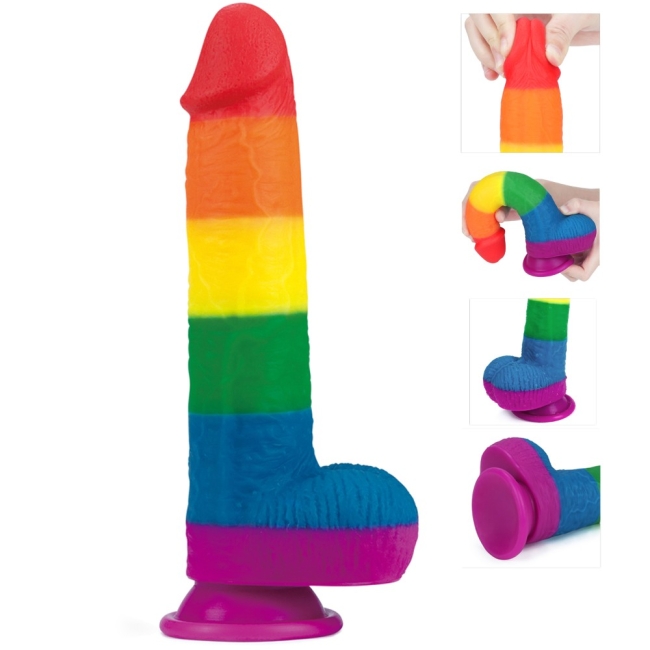 Lovetoy Prider Gökkuşağı Renkli Damarlı 23 Cm Realistik Penis-410028