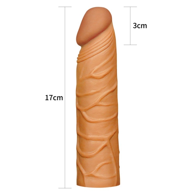 Lovetoy X-Tender Realistik Dokuda 2.5 Cm Uzatmalı Penis Kılıfı-LV1051B