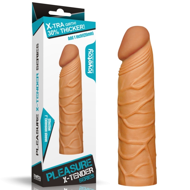 Lovetoy X-Tender Realistik Dokuda 2.5 Cm Uzatmalı Penis Kılıfı-LV1051B