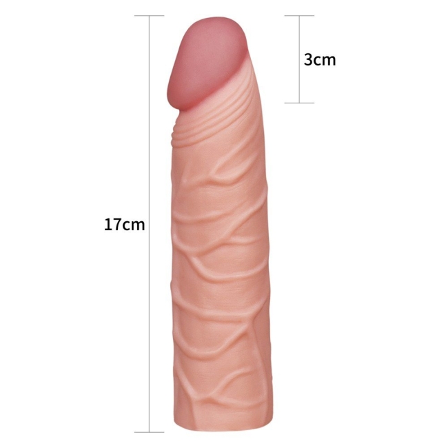 Lovetoy X-Tender Realistik Dokuda 2.5 Cm Uzatmalı Penis Kılıfı-LV1051F