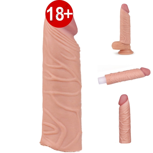 Lovetoy X-Tender Realistik Dokuda 2.5 Cm Uzatmalı Penis Kılıfı-LV1051F