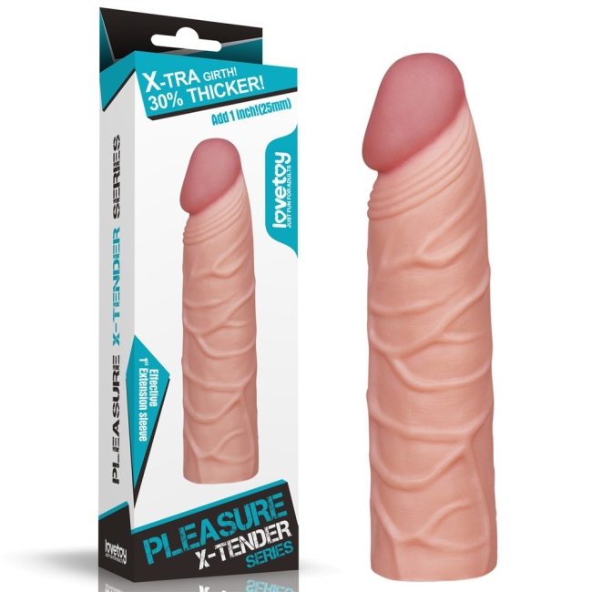 Lovetoy X-Tender Realistik Dokuda 2.5 Cm Uzatmalı Penis Kılıfı-LV1051F