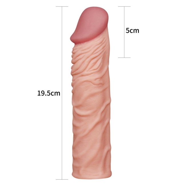 Lovetoy X- Tender Realistik Dokulu 5cm Uzatmalı Penis Kılıfı -LV1052F