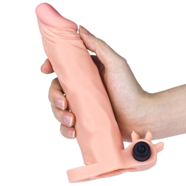 Lovetoy X-TENDER Realistik Titreşimli  5 Cm Uzatmalı Penis Kılıfı-1063F