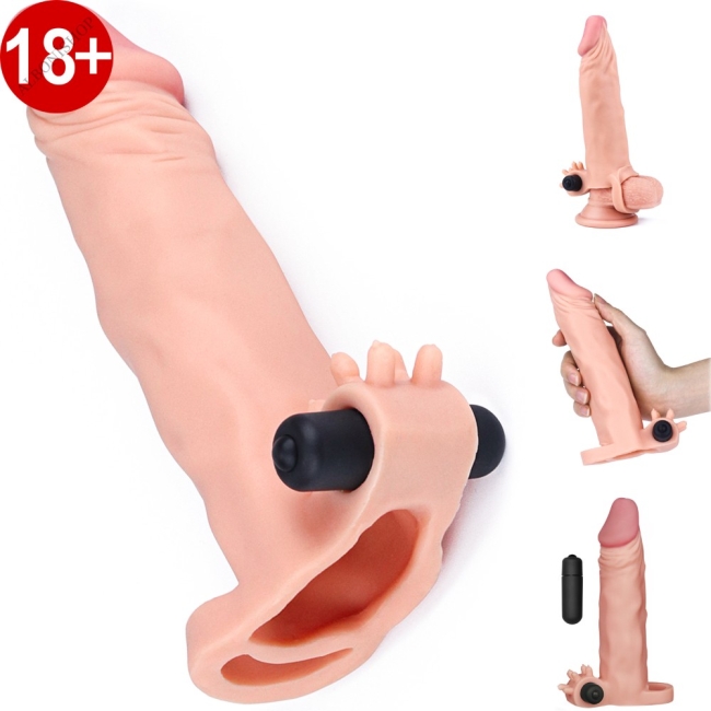 Lovetoy X-TENDER Realistik Titreşimli  5 Cm Uzatmalı Penis Kılıfı-1063F