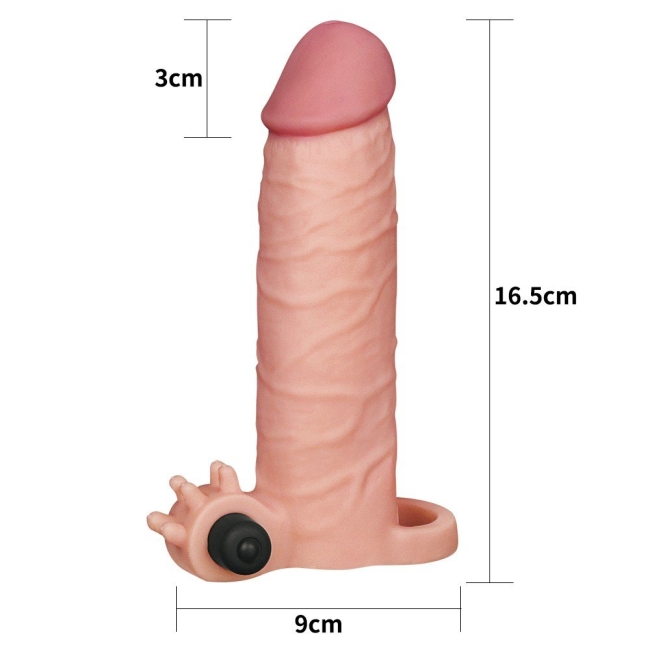 Lovetoy X-TENDER Realistik Titreşimli 5 Cm  Uzatmalı Penis Kılıfı-LV1061F