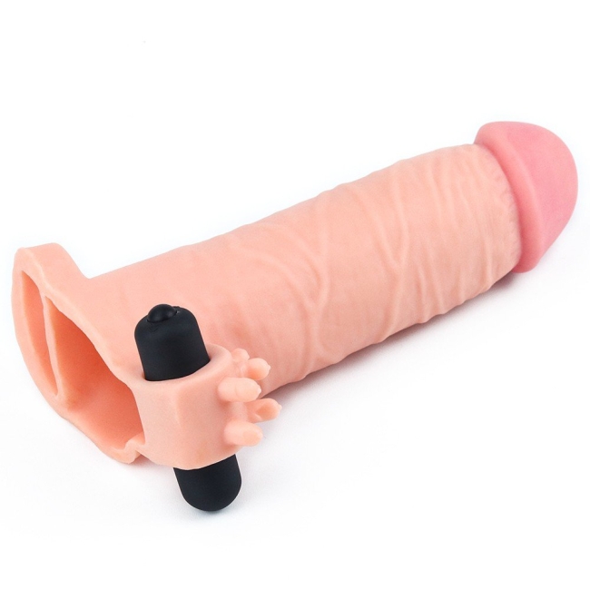 Lovetoy X-TENDER Realistik Titreşimli 5 Cm  Uzatmalı Penis Kılıfı-LV1061F