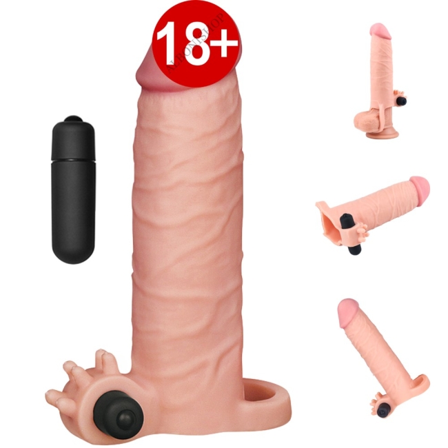 Lovetoy X-TENDER Realistik Titreşimli 5 Cm  Uzatmalı Penis Kılıfı-LV1061F