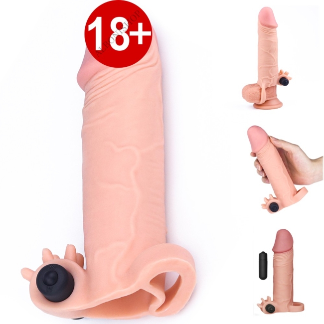 Lovetoy X-TENDER Realistik Titreşimli 5 Cm  Uzatmalı Penis Kılıfı-LV1062F