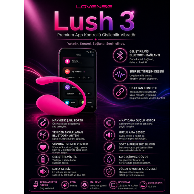 Lovense Lush 3 Telefon&Tablet Kontrol Vibratör