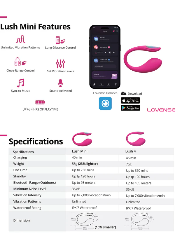 Lovense Lush Mini Telefon&Tablet Kontrol Vibratör