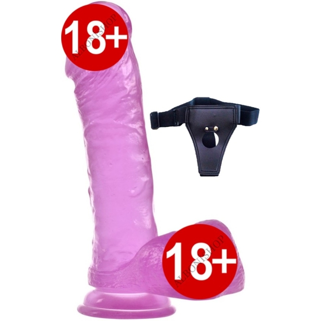 Lovetoy Pembe 20 cm Jel Dokulu Belden Bağlamalı Penis 