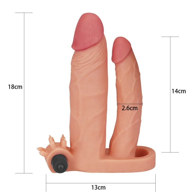 Lovetoy X-Tender 19 Cm Realistik 2.5 Cm Uzatmalı Double Penis Kılıfı-LV314100