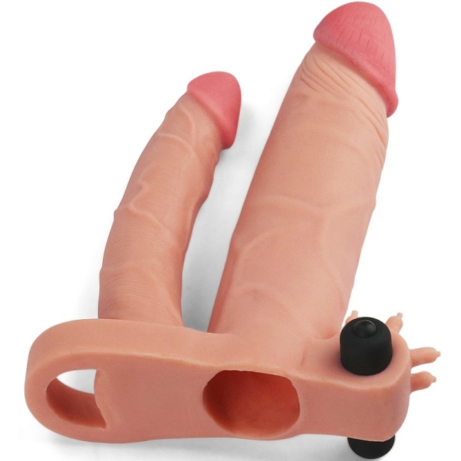 Lovetoy X-Tender 19 Cm Realistik 2.5 Cm Uzatmalı Double Penis Kılıfı-LV314100