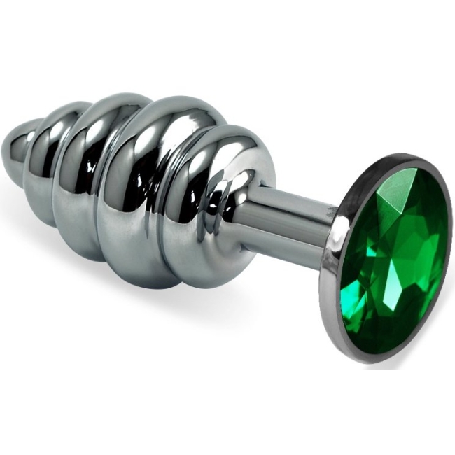 LoveToy Yeşil Taşlı Silver Metal Kıvrımlı Anal Plug	