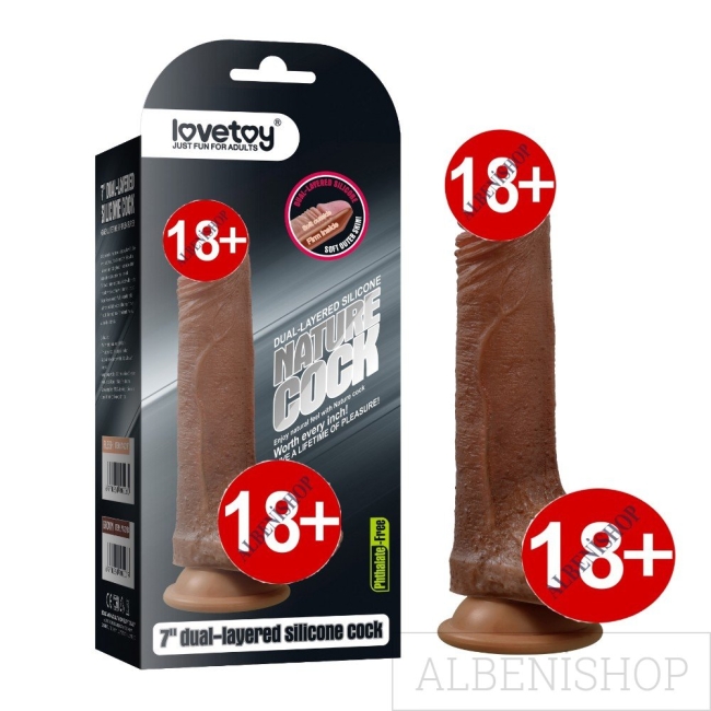 Lovetoy Nature Cock Serisi Özel Çift Katmanlı 18 cm  Esmer Realistik Penis