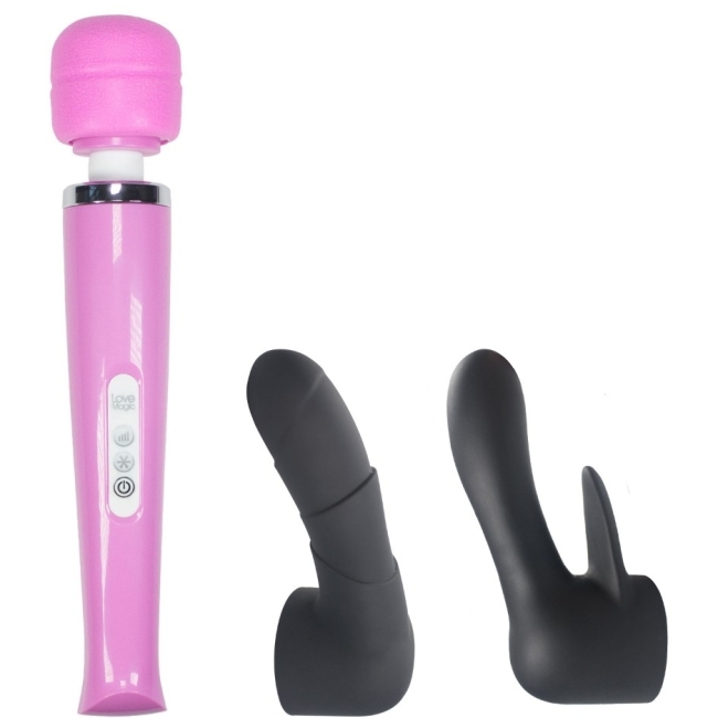 Magic Wand 20 Hızlı Şarjlı Pembe Masaj ve Orgazm Vibratör + 2 Başlık 