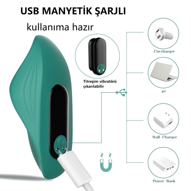 Manta 9 Fonksiyonlu Titreşimli Kumandalı Şarjlı Su Geçirmez Giyilebilen Vibratör