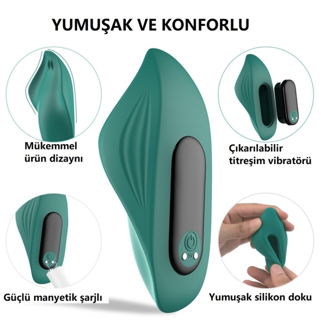 Manta 9 Fonksiyonlu Titreşimli Kumandalı Şarjlı Su Geçirmez Giyilebilen Vibratör