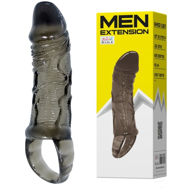 Men Extensıon Transparan Siyah Silikon Yapıda Penis Kılıfı