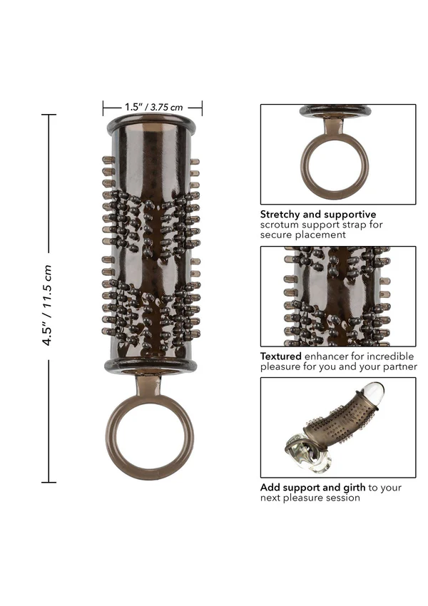CalExotics Enhancer Silikon Testis Destekli Siyah Penis Kılıfı