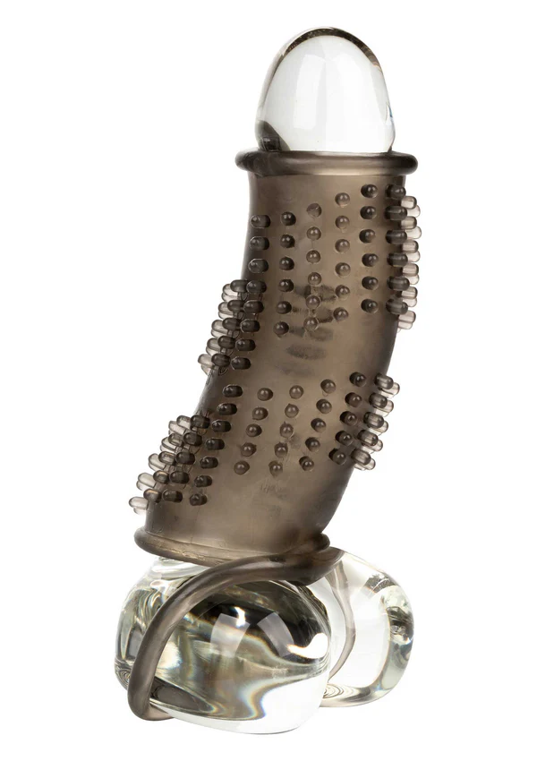 CalExotics Enhancer Silikon Testis Destekli Siyah Penis Kılıfı