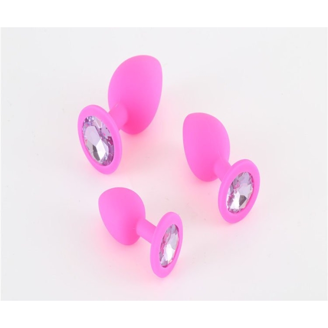 Özel Pembe Silikonlu Lüks Taşlı Büyük Boy Anal Plug