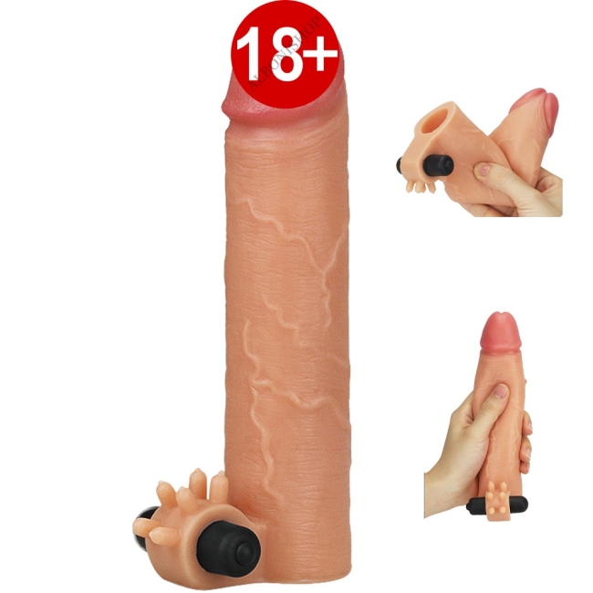 Özel Seri Ultra Gerçekci Titreşimli 5 Cm Uzatmalı Penis Kılıfı