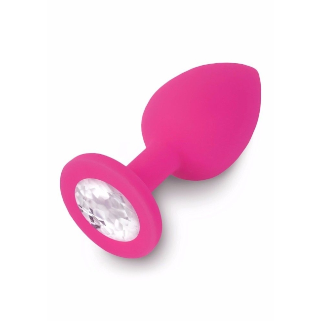 Özel Pembe Silikonlu Lüks Taşlı Büyük Boy Anal Plug