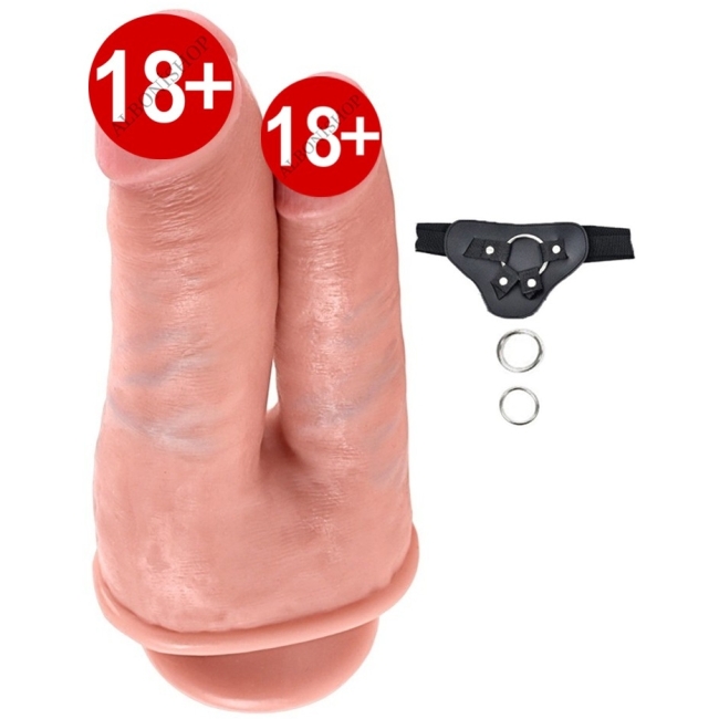 Pipedream Çift Başlı Realistik İkili Çatal Belden Bağlamalı Penis Dildo