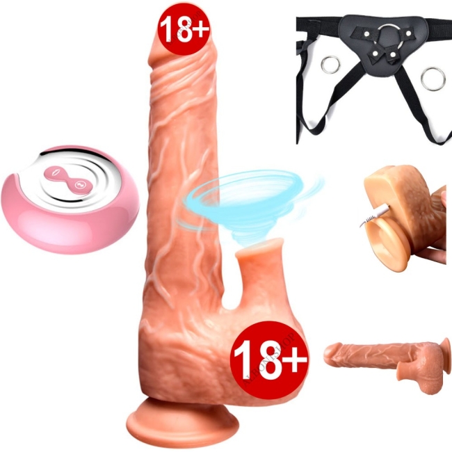 Polly Hareketli&Emişli Ve Darbeli 7 Farklı Titreşimli Kumandalı Ultra Yumuşak Kemerli Penis 