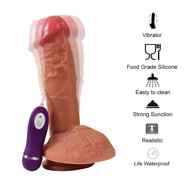 Pson 22 Cm Çift Katmanlı 10 Fonksiyonlu Titreşimli Yumuşak Realistik Penis