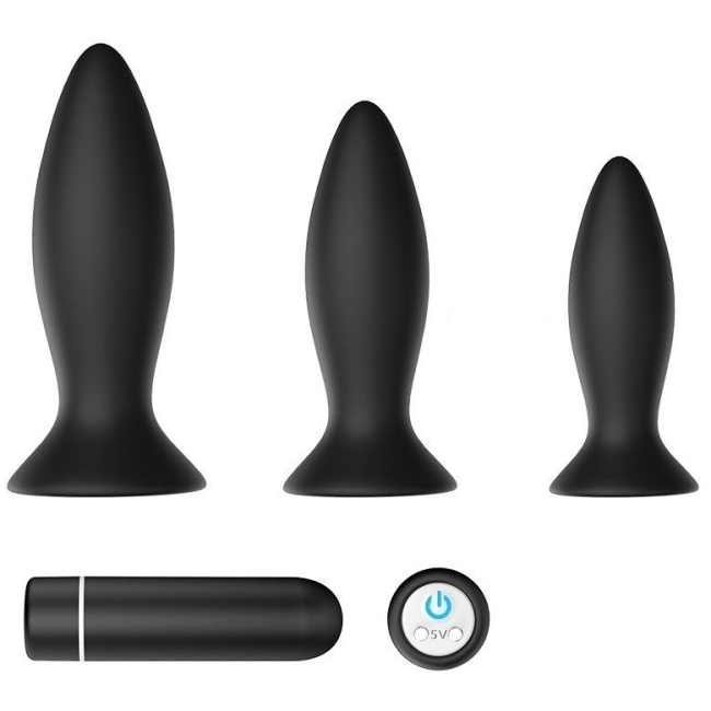 Roar-Rct 3 Farklı Boyutta Kumandalı 9 Fonksiyonlu Titreşimli Anal Plug Seti