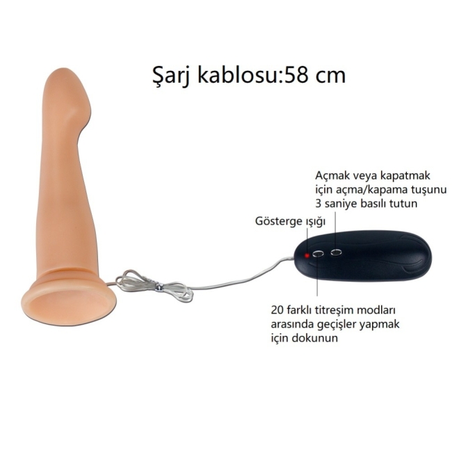 Robins Titreşimli 17 Cm Anal ve Vajinal Realistik Dildo Penis