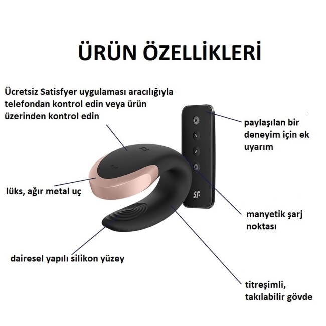 Satisfyer Double Love Black Telefon Kontrollü Çiftlere Özel Vibratör