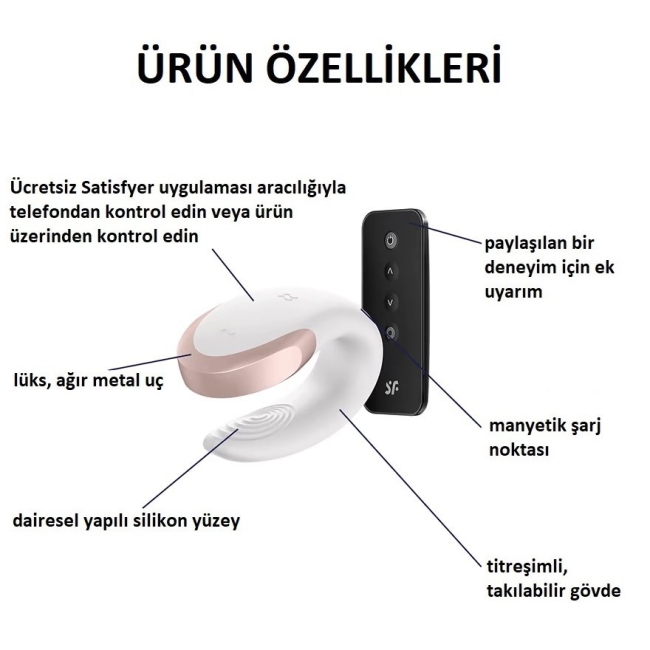 Satisfyer Double Love White Telefon Kontrollü Çiftlere Özel Vibratör