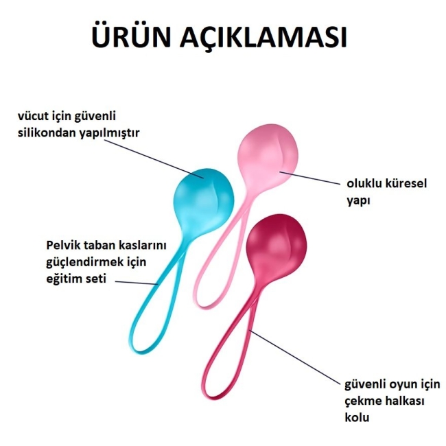 Satisfyer Strengthening Balls Yumuşak Silikon 3 Adet Kegel Egzersiz Top Seti