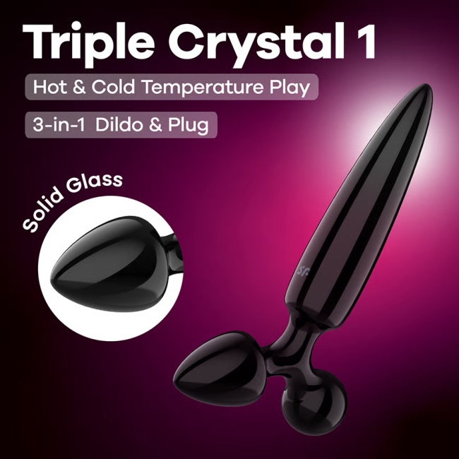 Satisfyer Triple Crystal 1 Siyah Cam Plug Dildo