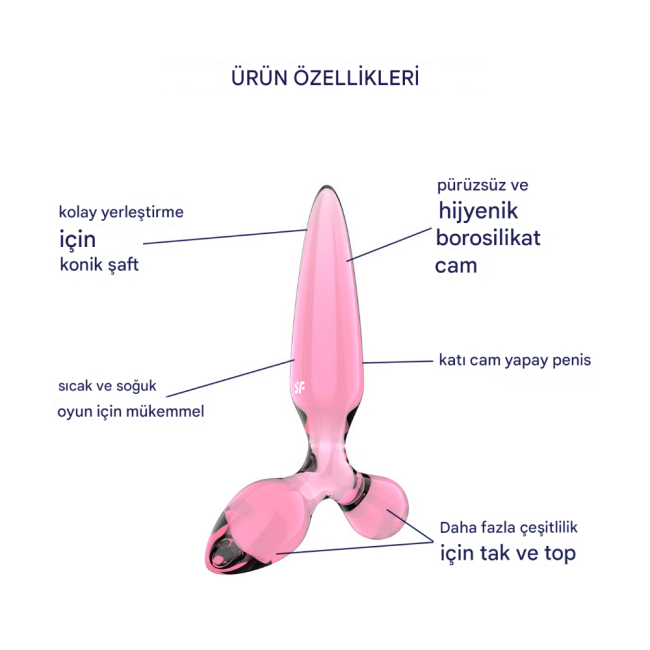 Satisfyer Triple Crystal 2 Pembe Cam Dildo