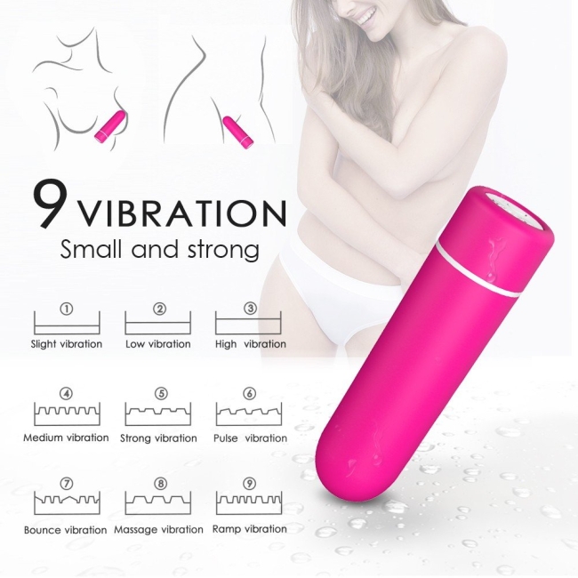 Seed-Rct 9 Modlu Titreşimli Kumandalı Su Geçirmez Mini Pembe Vibratör