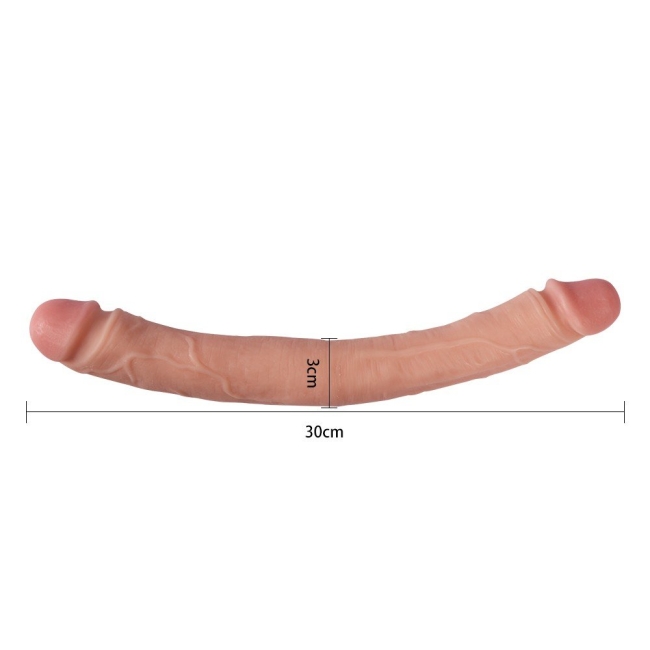 Shequ elvis 30 Cm Çift Başlı Ten rengi Lezbiyen Penis 