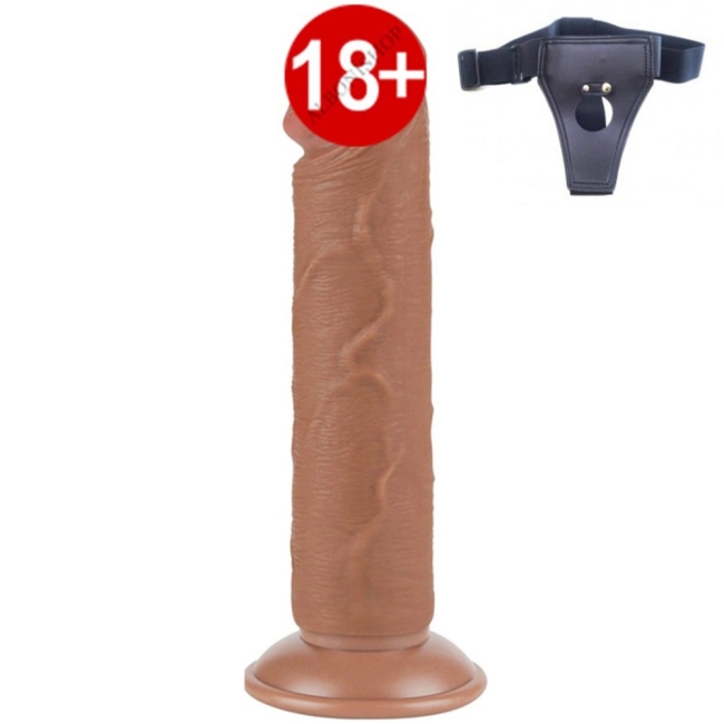 Sliding Hareketli Dış Yüzey Özel 20 Cm Ultra Gerçekci Realistik Kemerli Penis