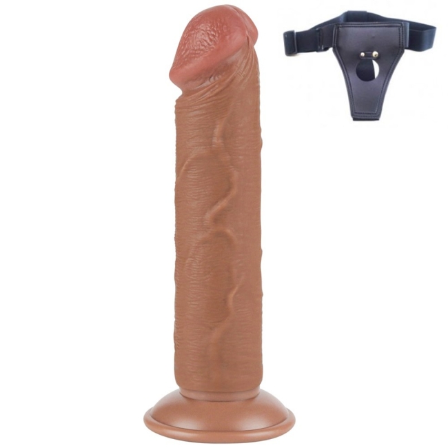 Sliding Hareketli Dış Yüzey Özel 20 Cm Ultra Gerçekci Realistik Kemerli Penis
