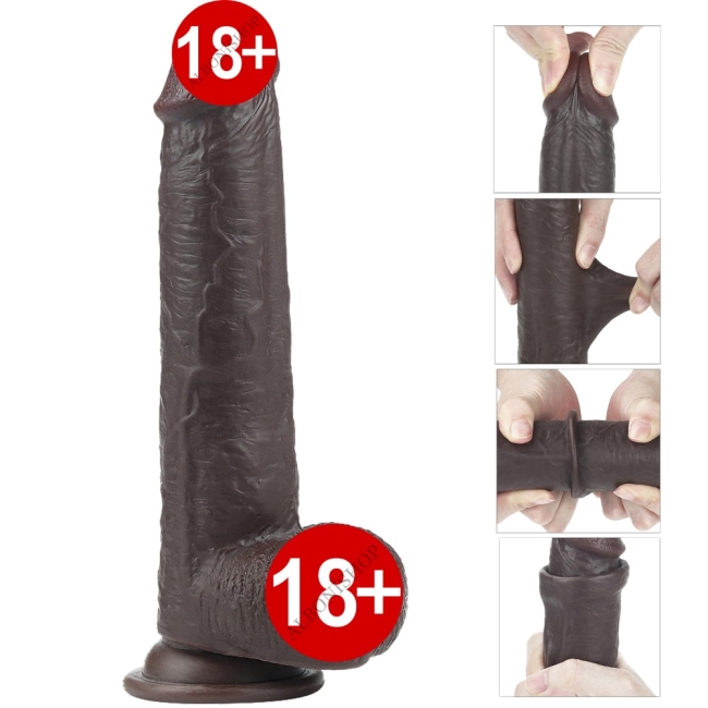 Sliding Hareketli Dış Yüzey Özel Seri Ultra Yumuşak 23 Cm Realistik Penis