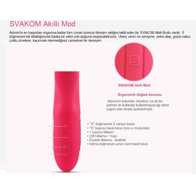 Svakom Adonis Usb Şarjlı Rabbit Vibratör (Kutusuz Sıfır Ürün)