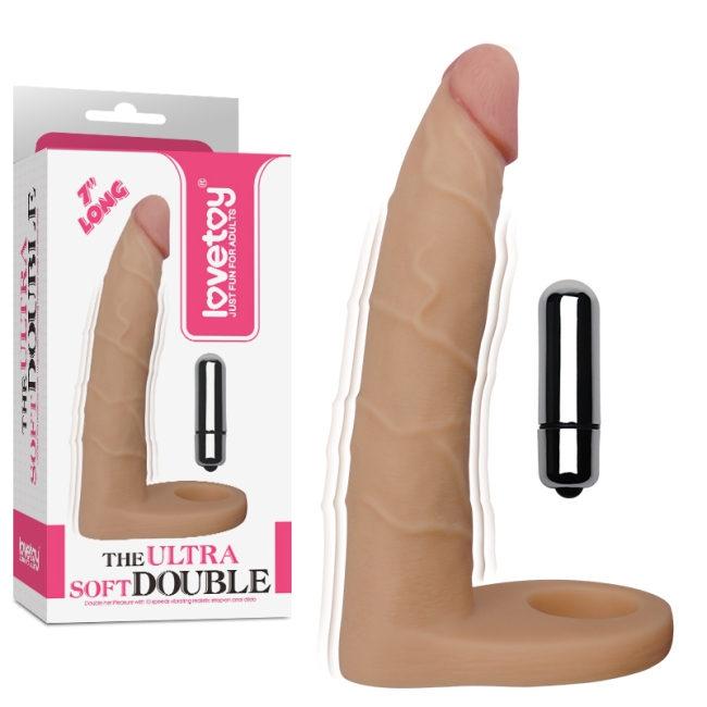 The Ultra Soft Double 18 Cm Titreşimli Ultra Yumuşak Anal Protez Penis Çift Yönlü İlişki