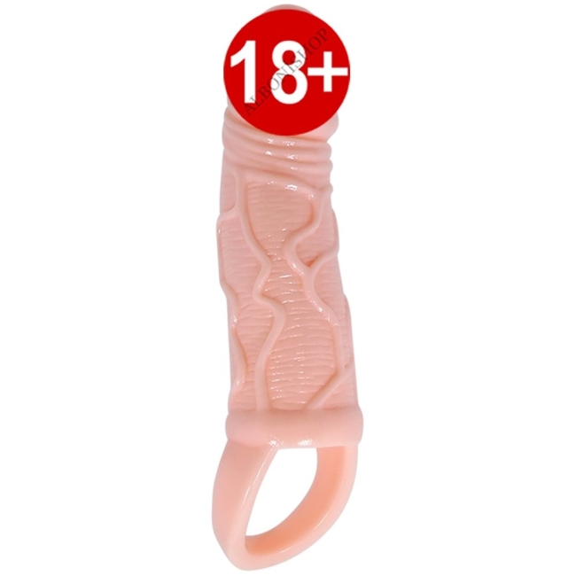 Titreşimli 5 cm Dolgulu Uzatmalı  Ten Rengi Penis Kılıfı 