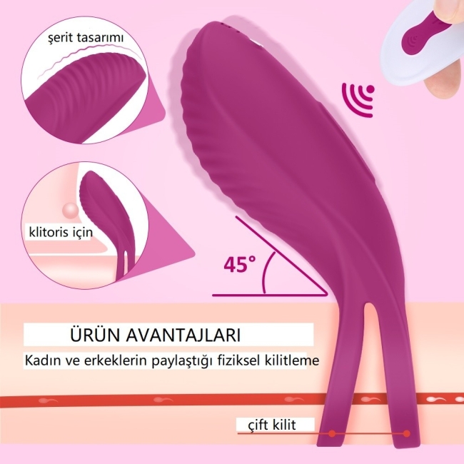 Trap 9 Modlu Titreşimli Kumandalı Çiftlere Özel Şarjlı Çiftli Penis Halkası